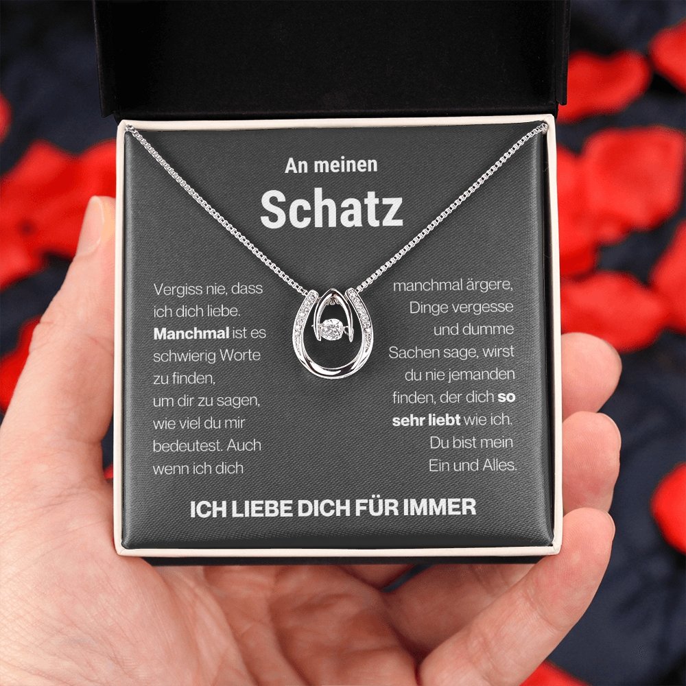 Schatz "Schwierig" Halskette - 14K Weißgold über Edelstahl - Glücks-Anhänger - Liebesjuwel