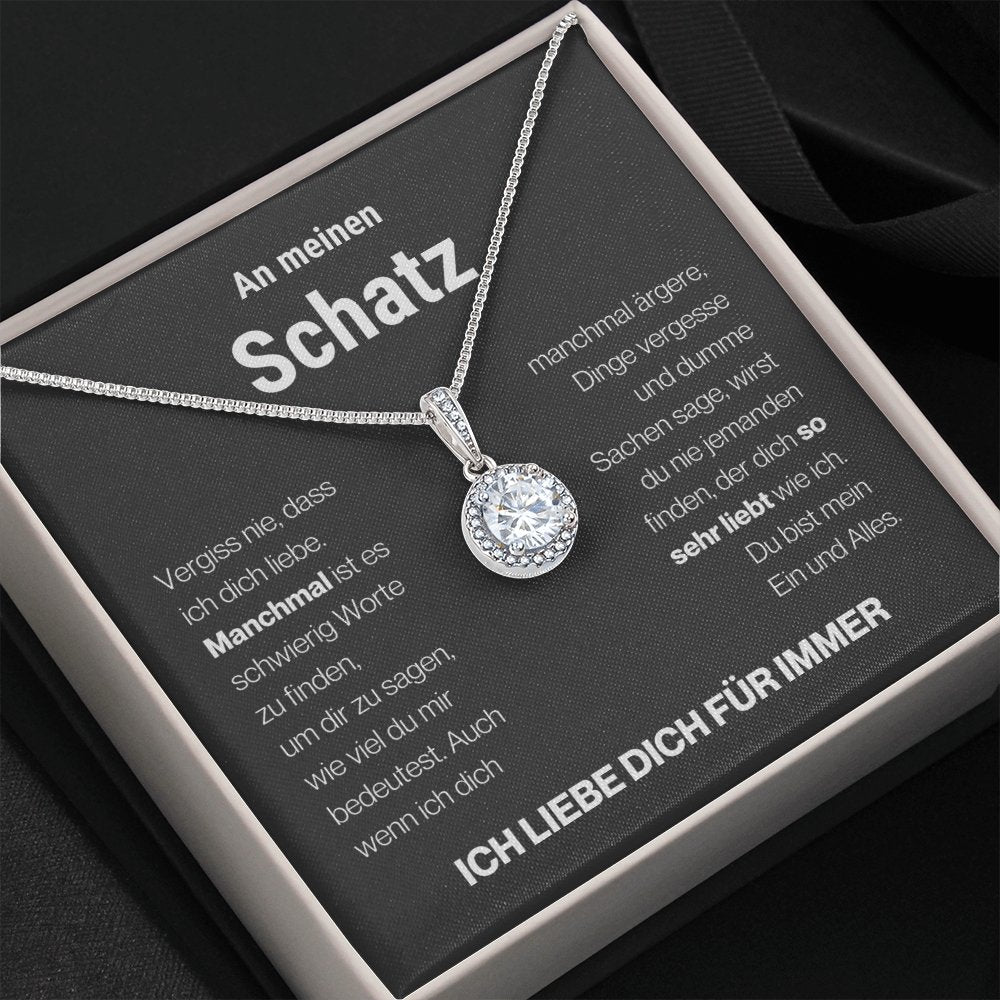Schatz "Schwierig" Halskette - 14K Weißgold Veredelung - "Ewige Hoffnung" Anhänger - Liebesjuwel