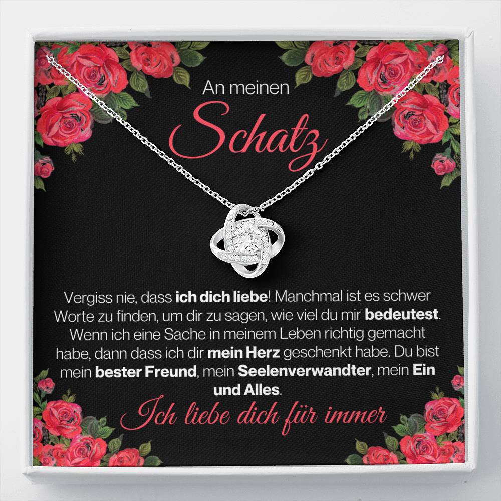 Schatz "Vergiss Nie" Halskette - 14K Weißgold über Edelstahl - Liebesknoten - Liebesjuwel