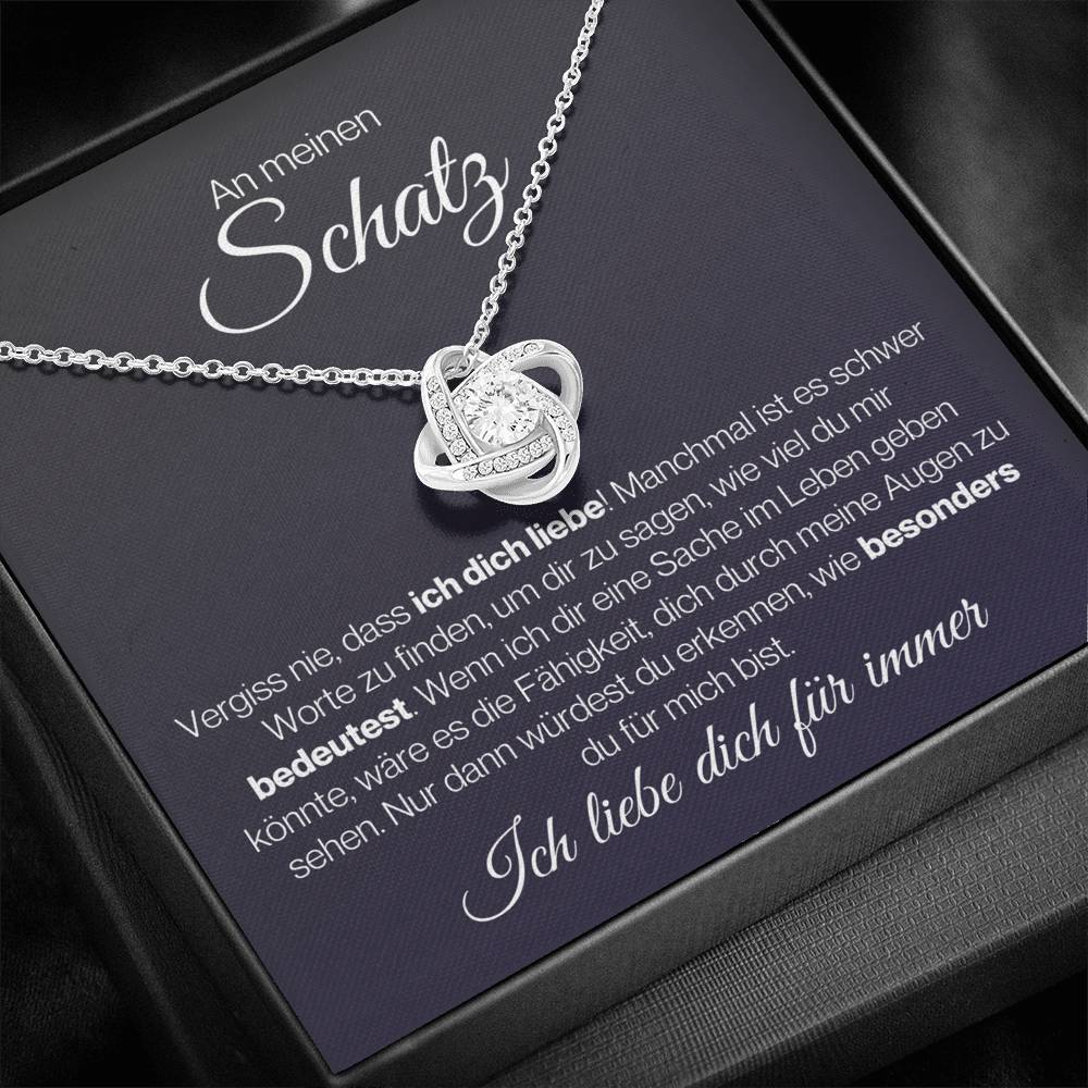 Schatz "Vergiss Nie" Halskette - 14K Weißgold über Edelstahl - Liebesknoten - Liebesjuwel