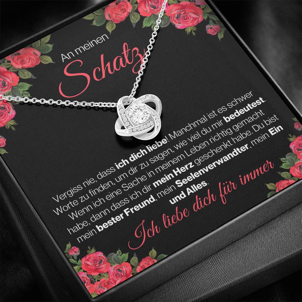 Schatz "Vergiss Nie" Halskette - 14K Weißgold über Edelstahl - Liebesknoten - Liebesjuwel