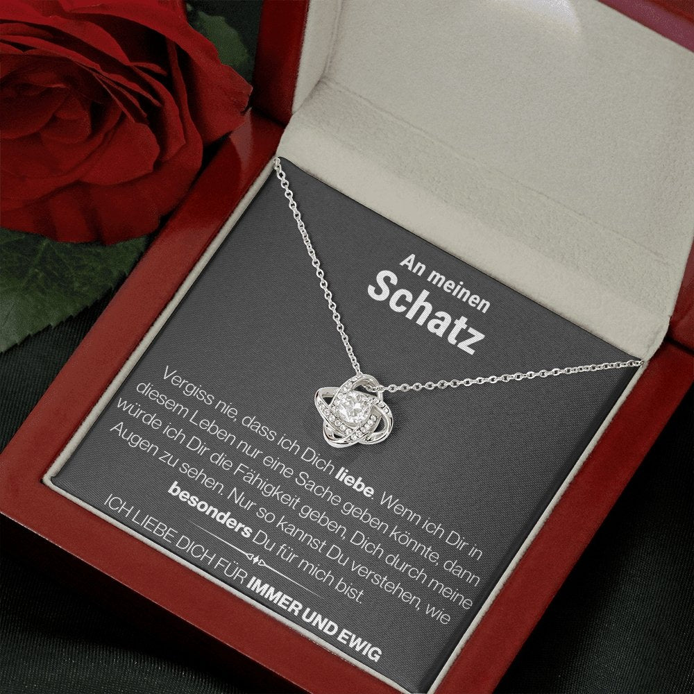 Schatz "Vergiss Nie" Halskette - 14K Weißgold über Edelstahl - Liebesknoten - Liebesjuwel