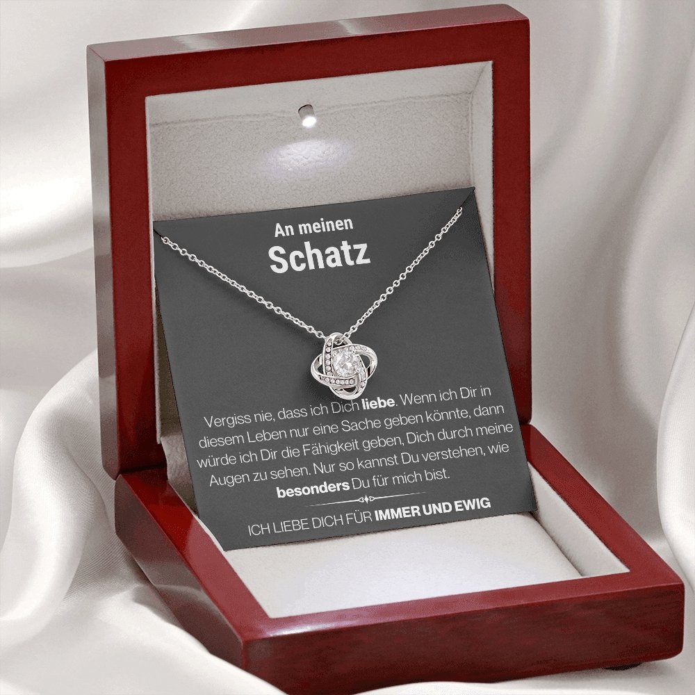 Schatz "Vergiss Nie" Halskette - 14K Weißgold über Edelstahl - Liebesknoten - Liebesjuwel