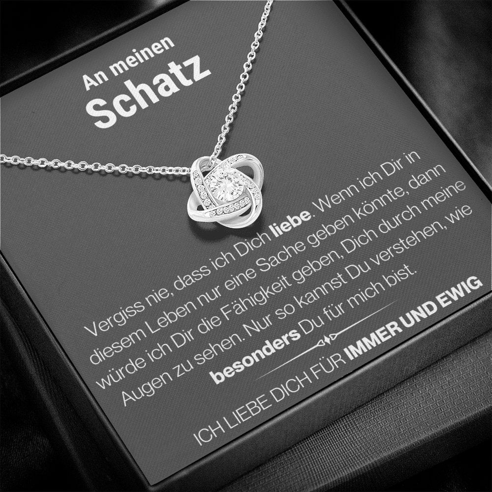 Schatz "Vergiss Nie" Halskette - 14K Weißgold über Edelstahl - Liebesknoten - Liebesjuwel