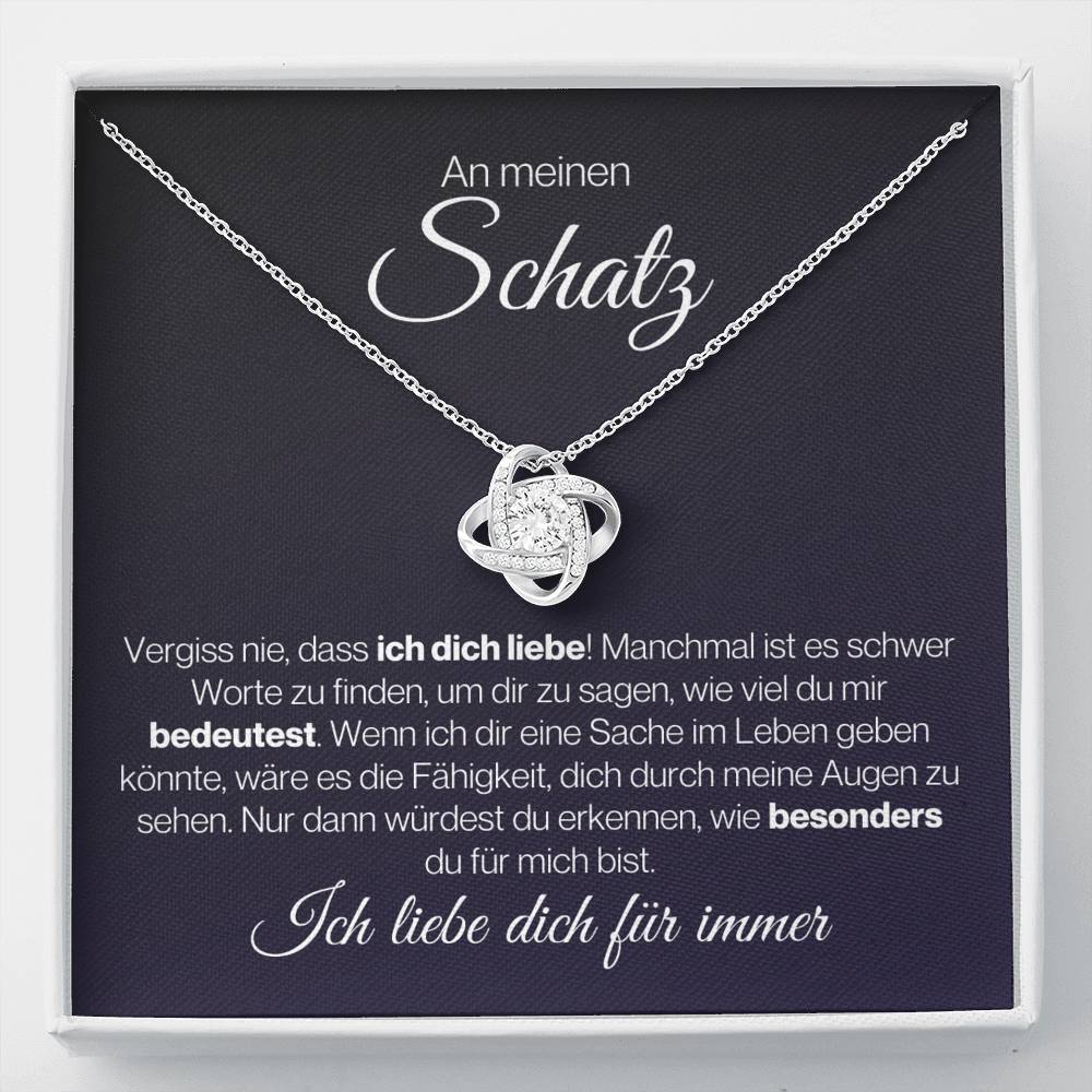 Schatz "Vergiss Nie" Halskette - 14K Weißgold über Edelstahl - Liebesknoten - Liebesjuwel