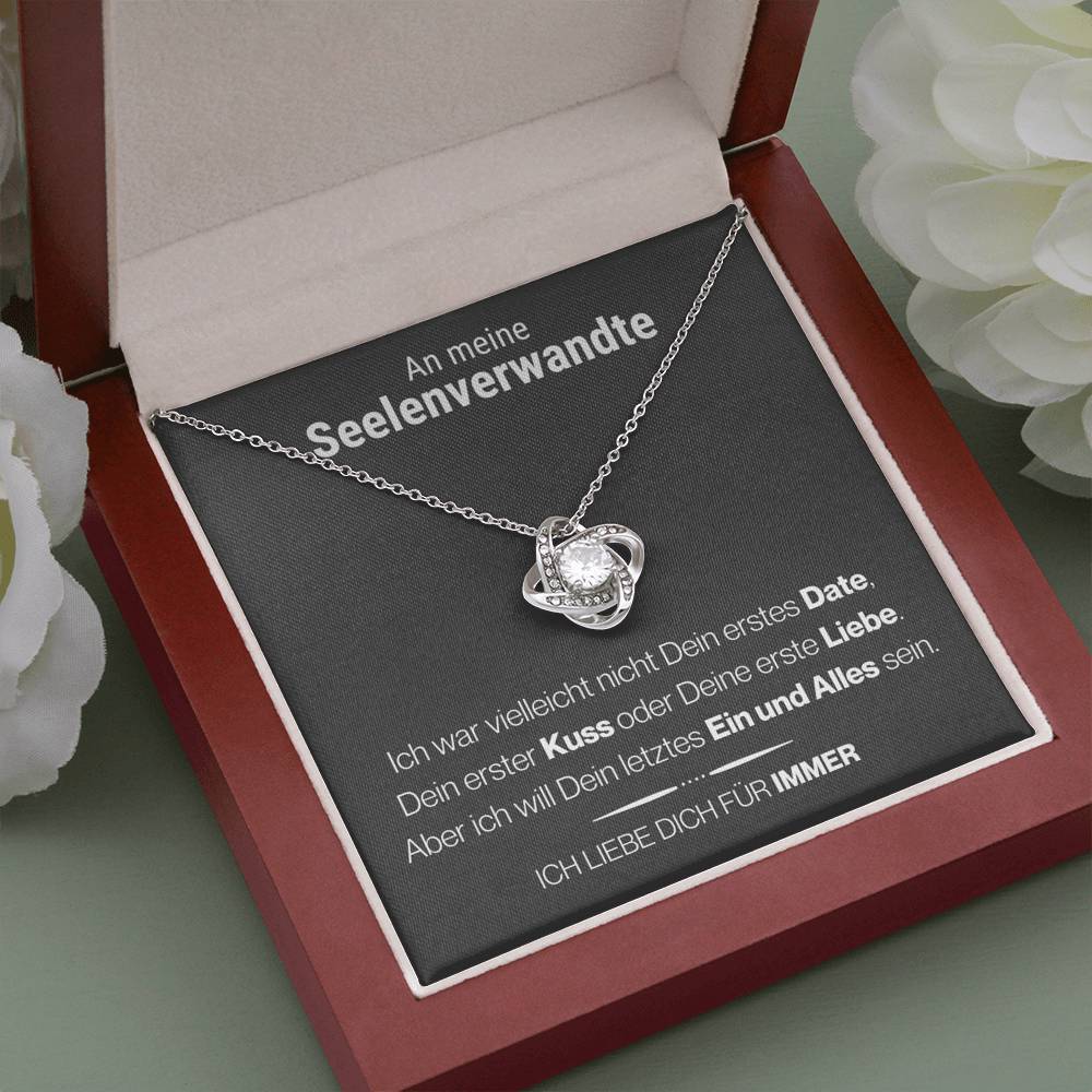 Seelenverwandte "1.Date" Halskette - 14K Weißgold über Edelstahl - Liebesknoten - Liebesjuwel