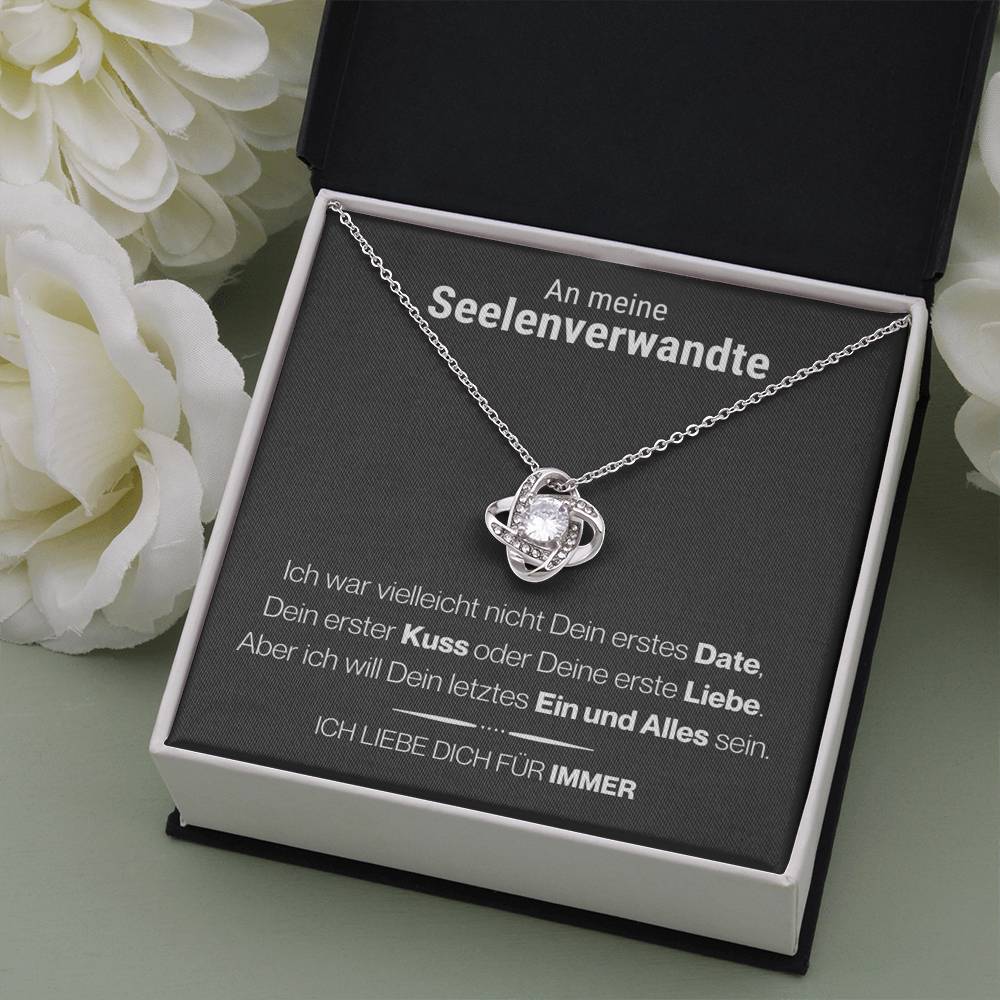 Seelenverwandte "1.Date" Halskette - 14K Weißgold über Edelstahl - Liebesknoten - Liebesjuwel