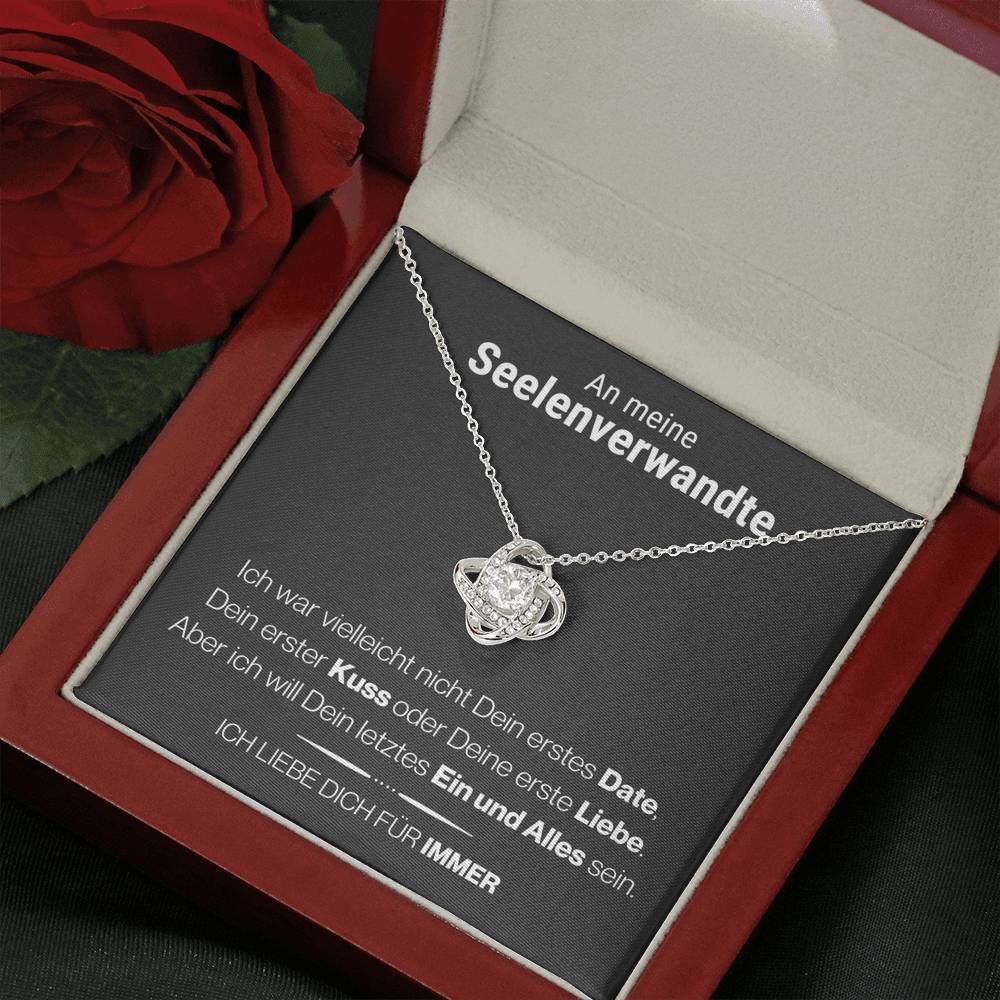 Seelenverwandte "1.Date" Halskette - 14K Weißgold über Edelstahl - Liebesknoten - Liebesjuwel