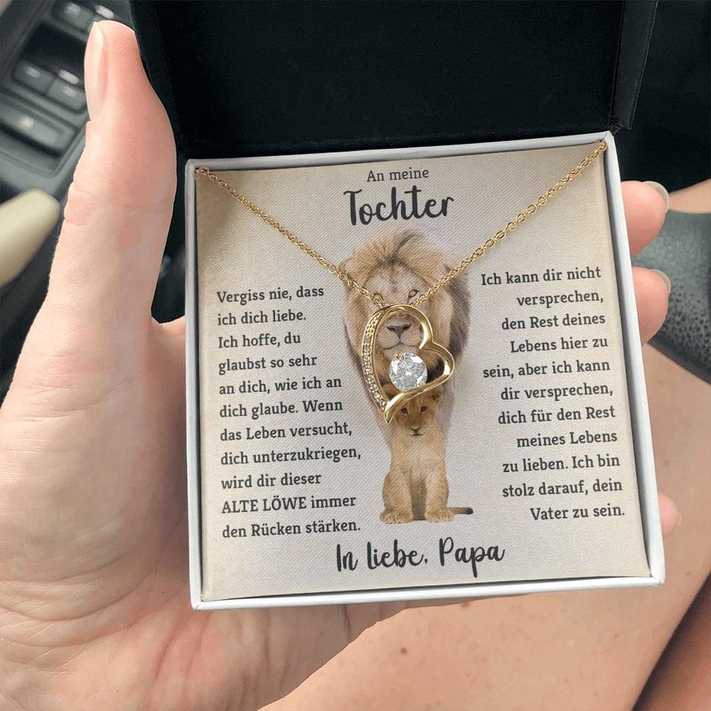 "Tochter" Herz Halskette - 14K Weißgold oder 18K Gelbgold Veredelung - Liebesjuwel