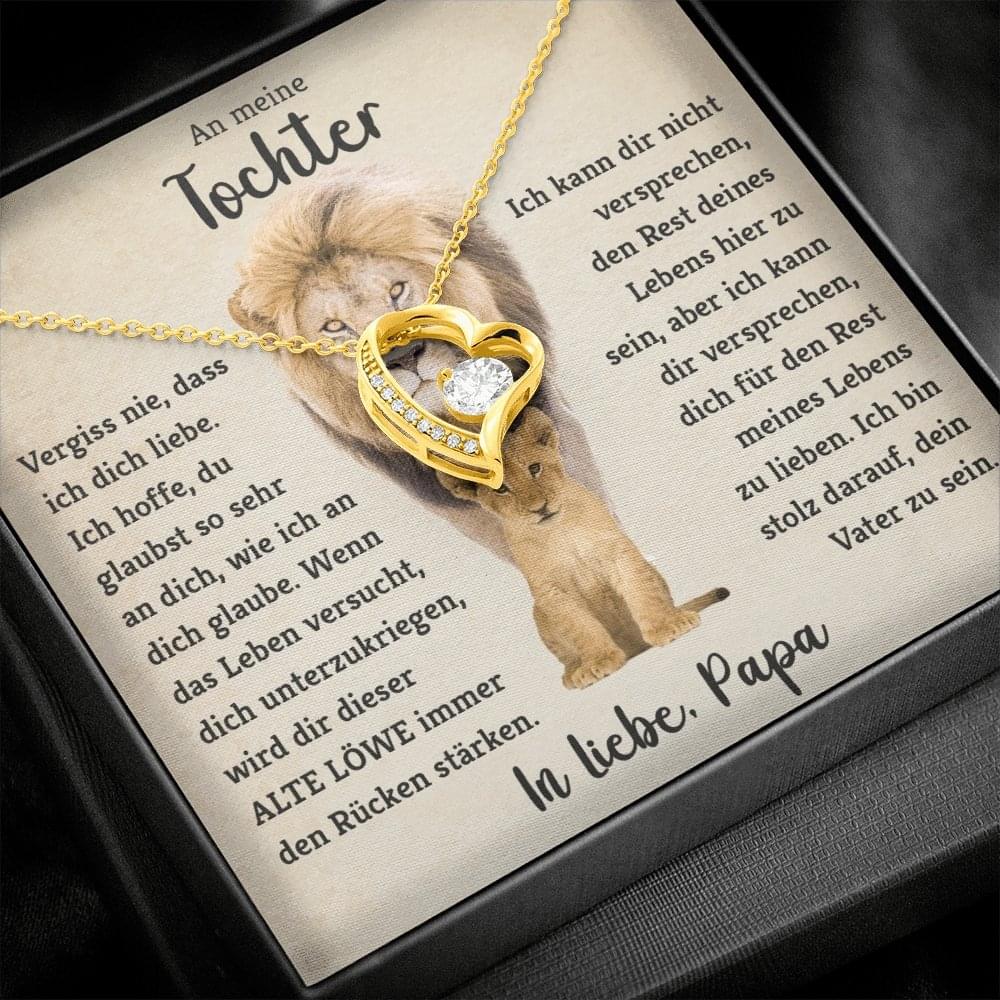 "Tochter" Herz Halskette - 14K Weißgold oder 18K Gelbgold Veredelung - Liebesjuwel