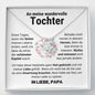 Tochter "Kapitel" Halskette - 14K Weißgold über Edelstahl - von Papa - Liebesknoten - Liebesjuwel