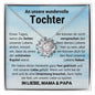 Tochter "Kapitel" Halskette - Echtgold Veredelung - Liebesknoten - Himmelsblau - Liebesjuwel