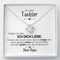 Tochter "Vergiss Nie" Halskette - von Papa - 14K Weißgold über Edelstahl - Liebesknoten - Liebesjuwel