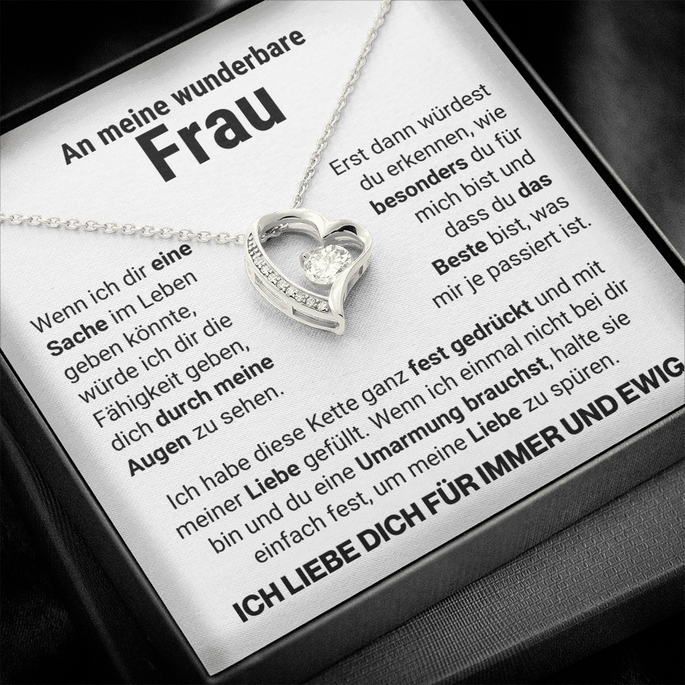 Frau "Umarmung" Herz Halskette - 14K Weißgold oder 18K Gelbgold Veredelung
