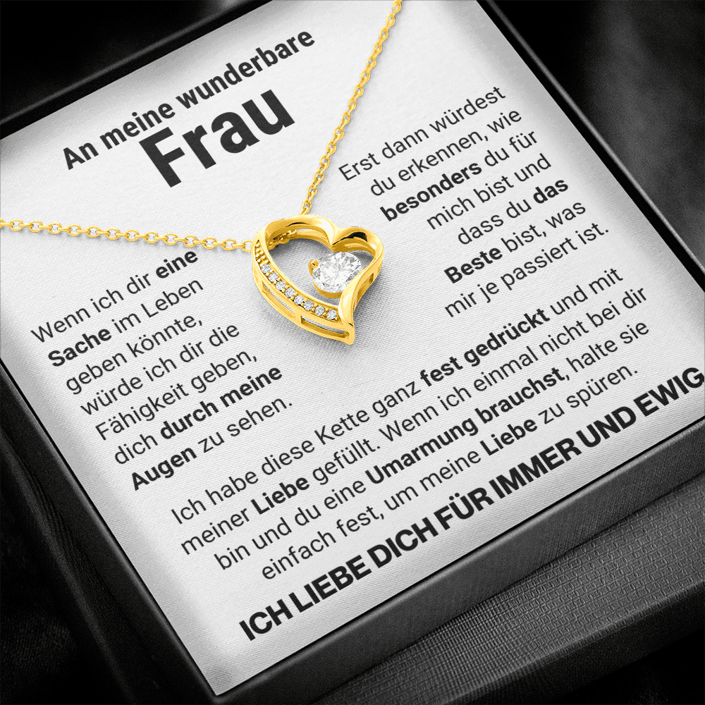 Frau "Umarmung" Herz Halskette - 14K Weißgold oder 18K Gelbgold Veredelung