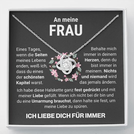 Frau"Umarmung" Halskette - 14K Weißgold über Edelstahl - Liebesknoten