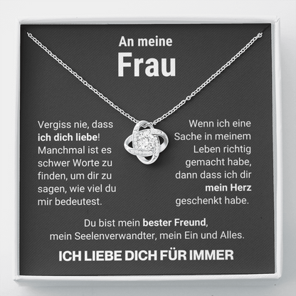Frau "Vergiss Nie" Halskette - 14K Weißgold über Edelstahl - Liebesknoten