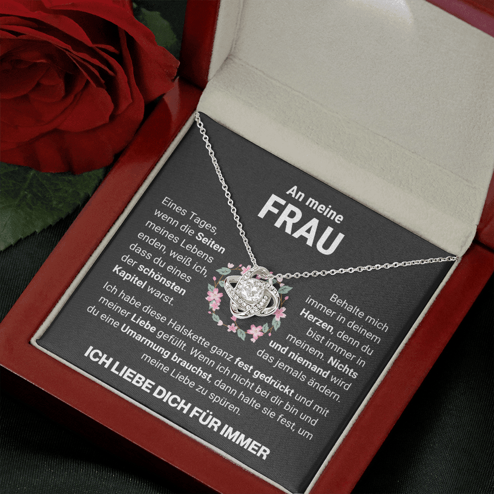 Frau"Umarmung" Halskette - 14K Weißgold über Edelstahl - Liebesknoten