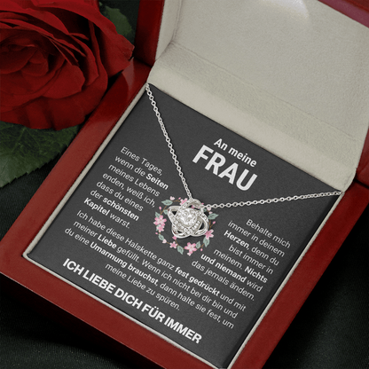 Frau"Umarmung" Halskette - 14K Weißgold über Edelstahl - Liebesknoten