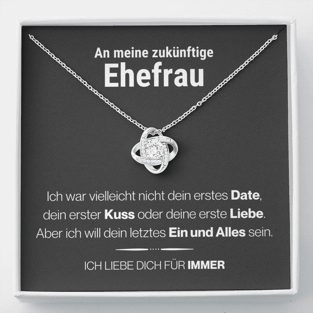 Ehefrau "Date" Halskette - 14K Weißgold über Edelstahl - Liebesknoten - Liebesjuwel
