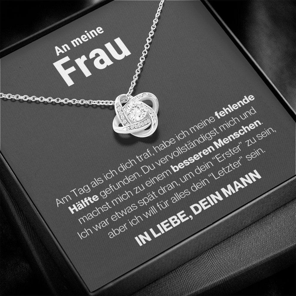 Frau "der Tag" Halskette - 14K Weißgold über Edelstahl - Liebesknoten - Liebesjuwel