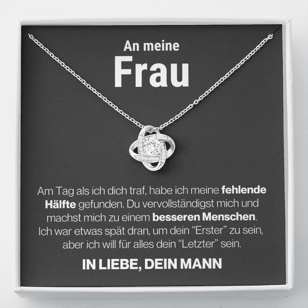 Frau "der Tag" Halskette - 14K Weißgold über Edelstahl - Liebesknoten - Liebesjuwel