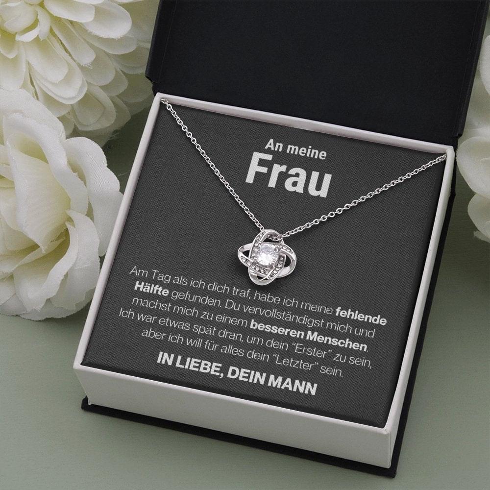 Frau "der Tag" Halskette - 14K Weißgold über Edelstahl - Liebesknoten - Liebesjuwel