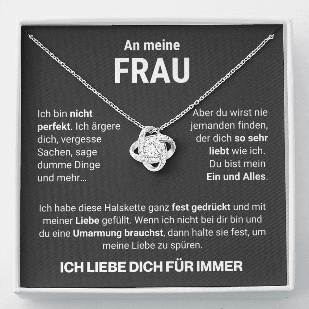 Frau "Ein und Alles" Halskette - 14K Weißgold über Edelstahl - Liebesknoten - Liebesjuwel