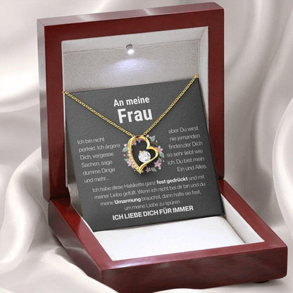 Frau "Mein Alles" Herz Halskette - 14K Weißgold oder 18K Gelbgold Veredelung - Liebesjuwel