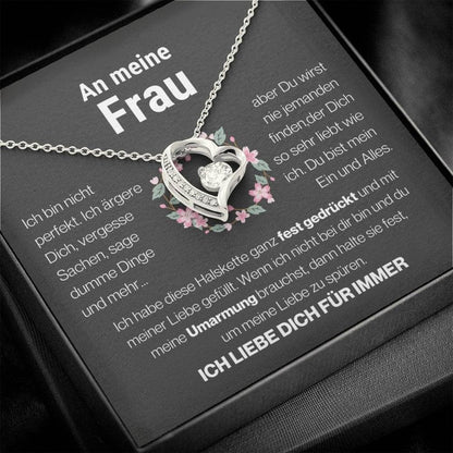 Frau "Mein Alles" Herz Halskette - 14K Weißgold oder 18K Gelbgold Veredelung - Liebesjuwel