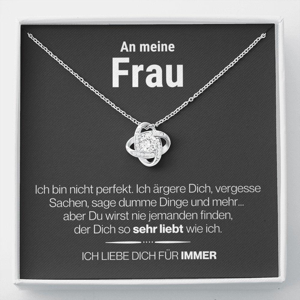 Frau "Perfekt" Halskette - 14K Weißgold über Edelstahl - Liebesknoten - Liebesjuwel