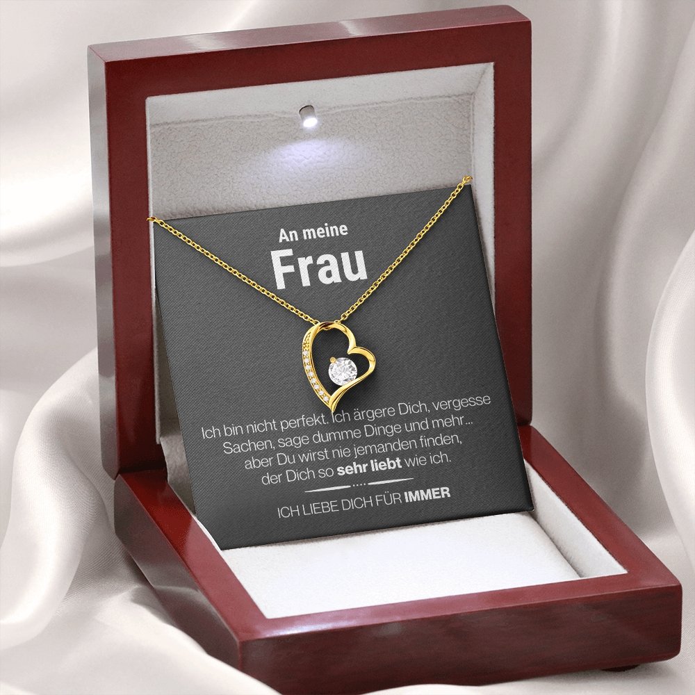Frau "Perfekt" Herz Halskette - 14K Weißgold oder 18K Gelbgold Veredelung - Liebesjuwel