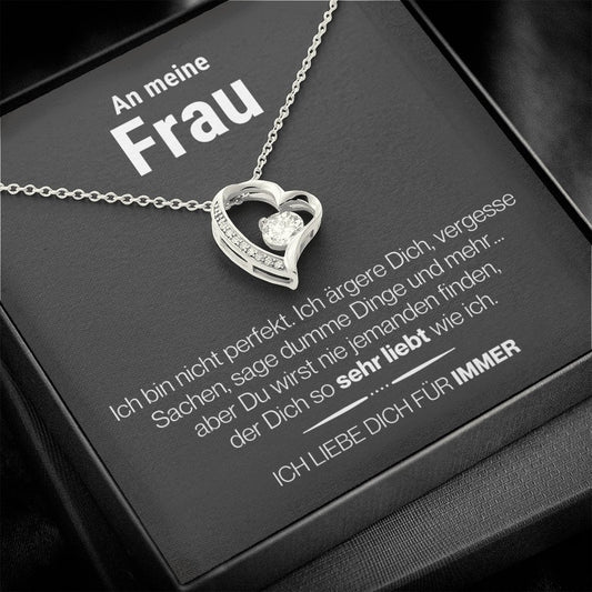 Frau "Perfekt" Herz Halskette - 14K Weißgold oder 18K Gelbgold Veredelung - Liebesjuwel