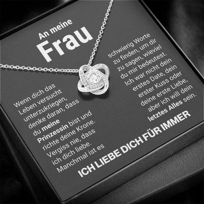 Frau "Prinzessin" Halskette - 14K Weißgold über Edelstahl - Liebesknoten - Liebesjuwel