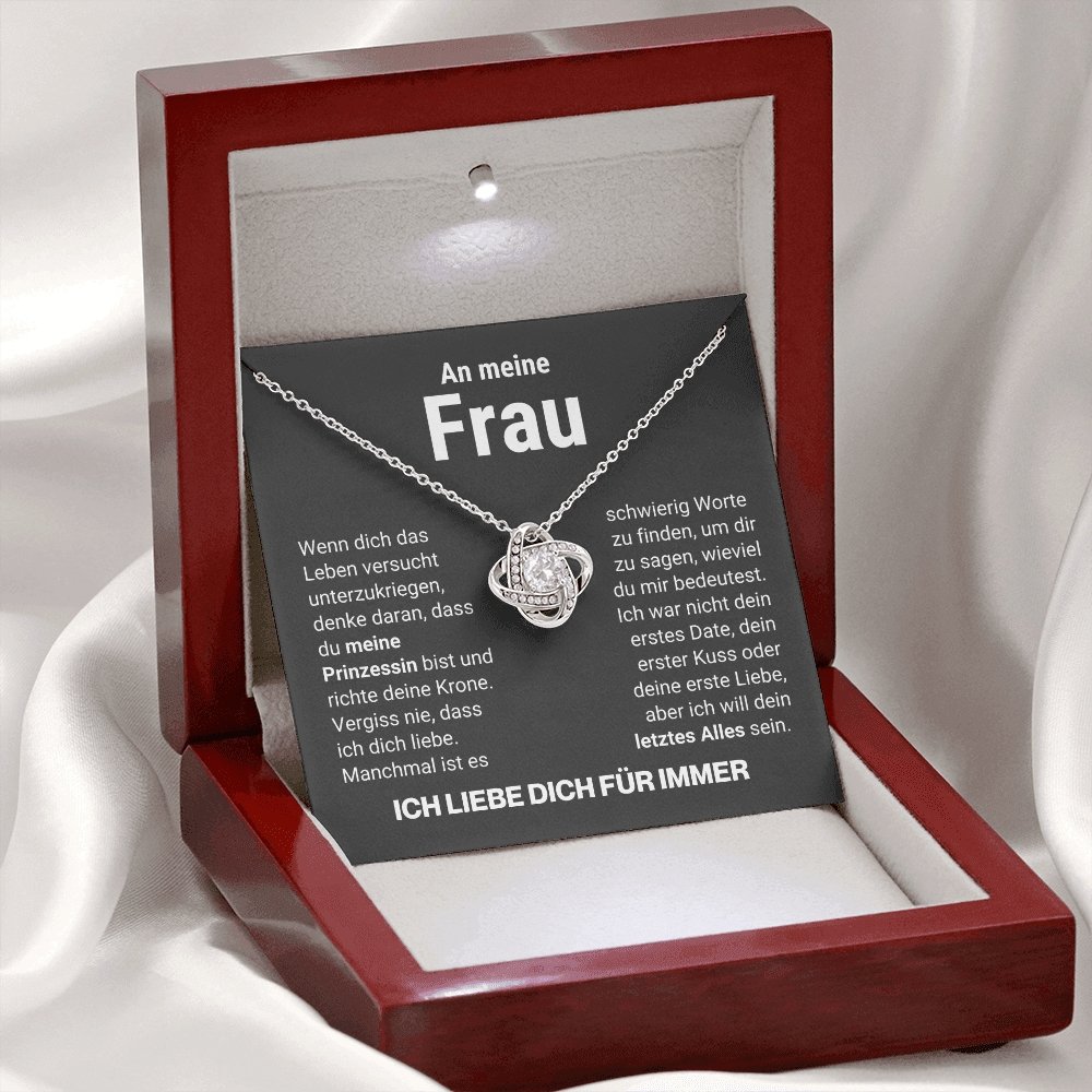 Frau "Prinzessin" Halskette - 14K Weißgold über Edelstahl - Liebesknoten - Liebesjuwel
