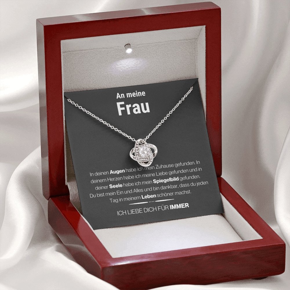 Frau "Spiegelbild" Halskette - 14K Weißgold über Edelstahl - Liebesknoten - Liebesjuwel