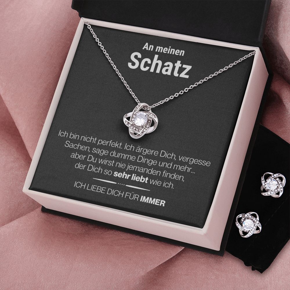 Liebesknoten-Kette + Ohrringe - 