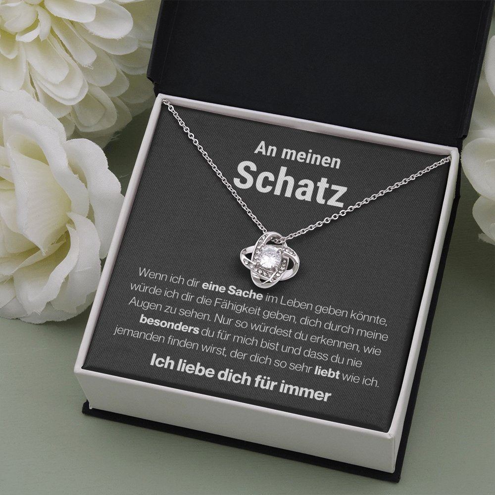 Schatz "Eine Sache" Halskette - 14K Weißgold über Edelstahl - Liebesknoten - Liebesjuwel