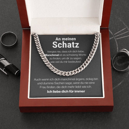 Schatz "Manchmal" Halskette - 14K Gelbgold über Edelstahl - Cuban - Liebesjuwel