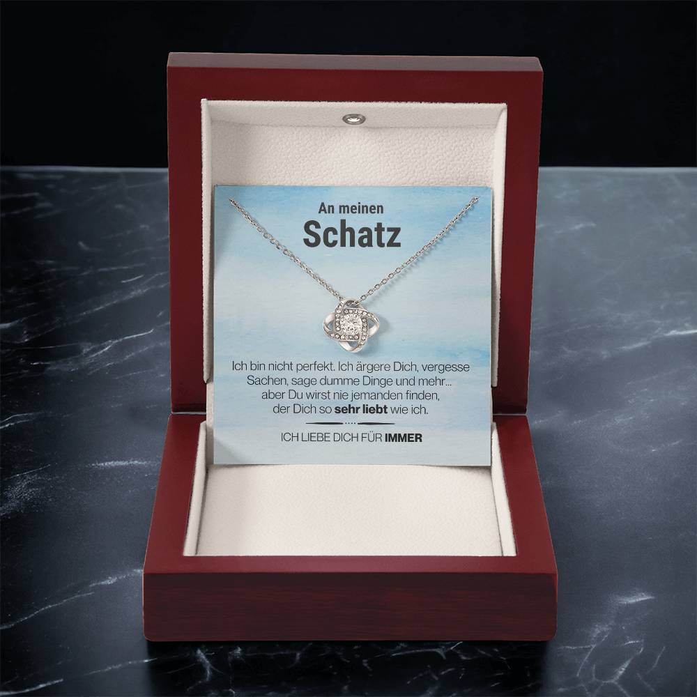 Schatz_perfekt_blau #1 2023 LIEBESKNOTEN: "......" Halskette - Echtgold Veredelung - Liebesknoten - von ... - Liebesjuwel