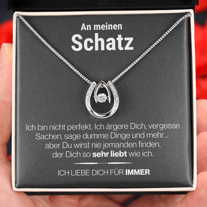 Schatz "Perfekt" Halskette - 14K Weißgold über Edelstahl - Glücks-Anhänger - Liebesjuwel