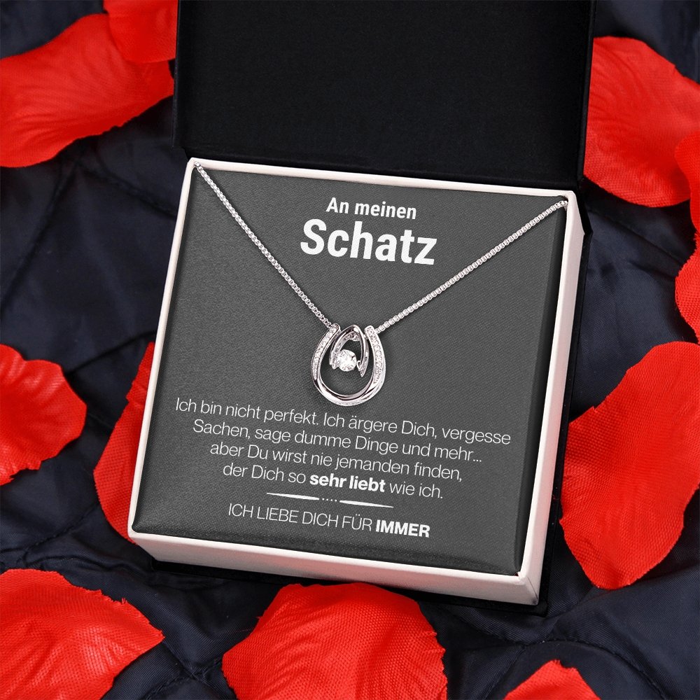 Schatz "Perfekt" Halskette - 14K Weißgold über Edelstahl - Glücks-Anhänger - Liebesjuwel