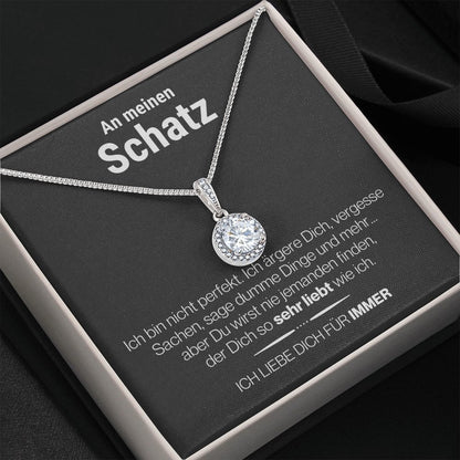 Schatz "Perfekt" Halskette - 14K Weißgold Veredelung - "Ewige Hoffnung" Anhänger - Liebesjuwel