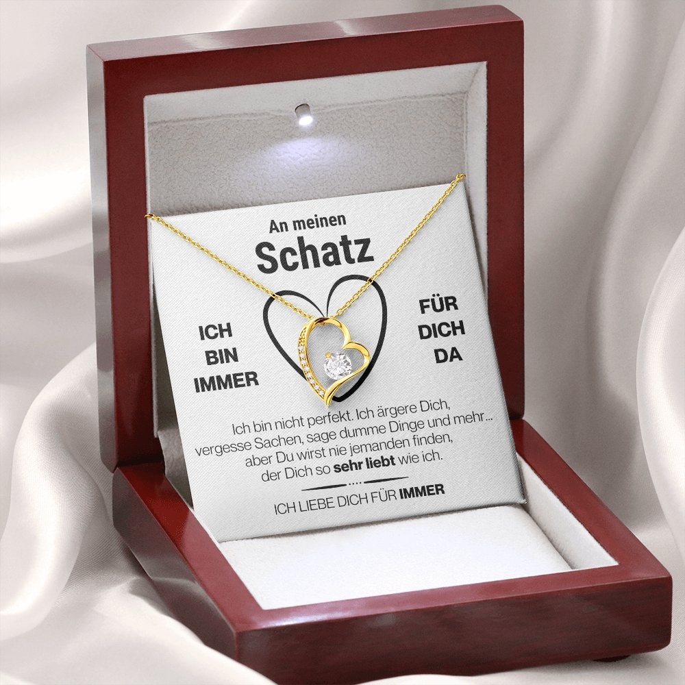 Schatz "Perfekt" Herz Halskette - 14K Weißgold oder 18K Gelbgold Veredelung - Liebesjuwel