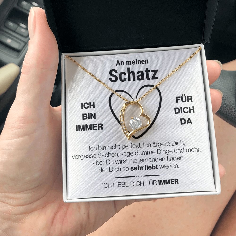 Schatz "Perfekt" Herz Halskette - 14K Weißgold oder 18K Gelbgold Veredelung - Liebesjuwel