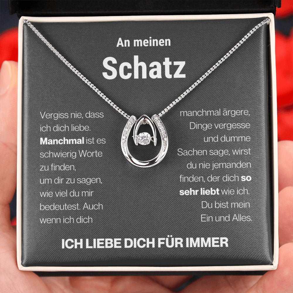 Schatz "Schwierig" Halskette - 14K Weißgold über Edelstahl - Glücks-Anhänger - Liebesjuwel