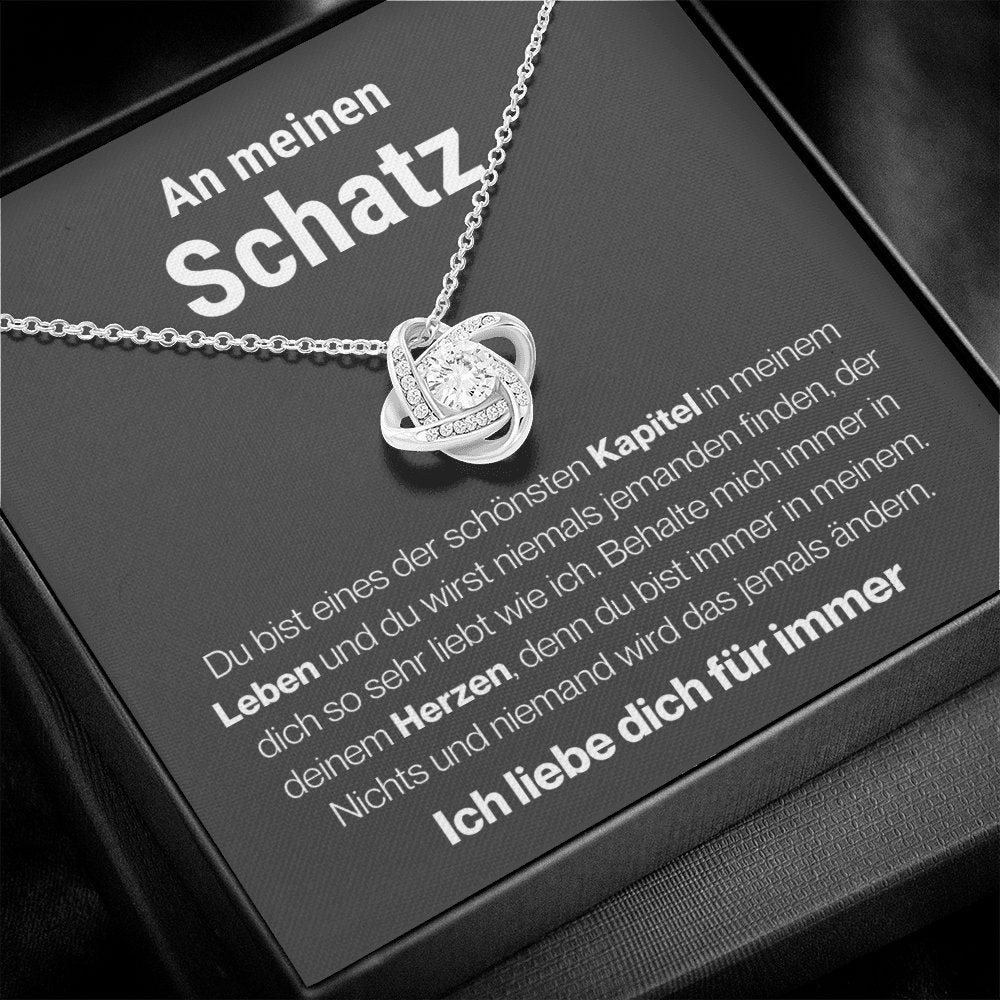 Schatz "Seiten" Halskette - 14K Weißgold über Edelstahl - Liebesknoten - Liebesjuwel
