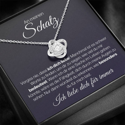 Schatz "Vergiss Nie" Halskette - 14K Weißgold über Edelstahl - Liebesknoten - Liebesjuwel