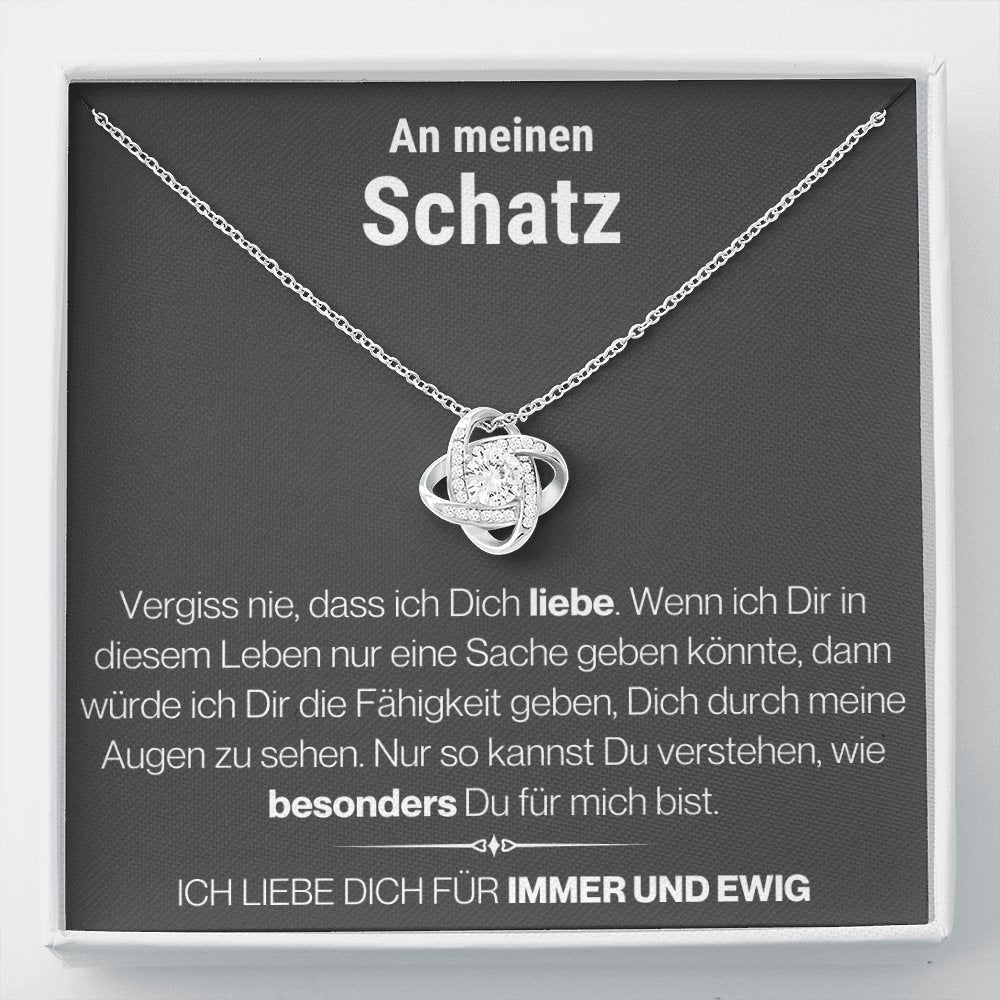 Schatz "Vergiss Nie" Halskette - 14K Weißgold über Edelstahl - Liebesknoten - Liebesjuwel