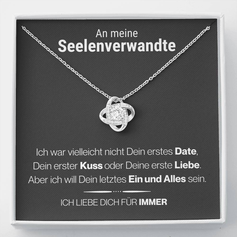 Seelenverwandte "1.Date" Halskette - 14K Weißgold über Edelstahl - Liebesknoten - Liebesjuwel
